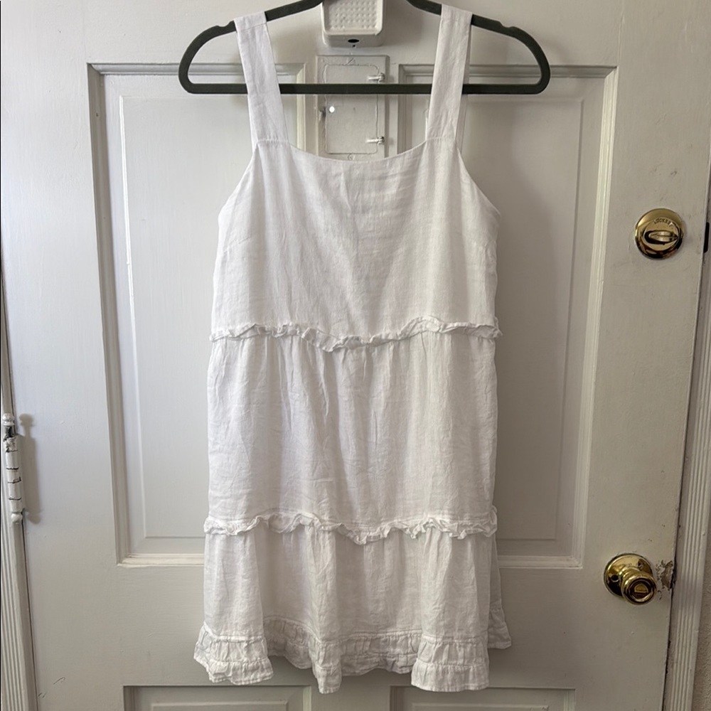 Rails White Ruffle Linen Blend dress